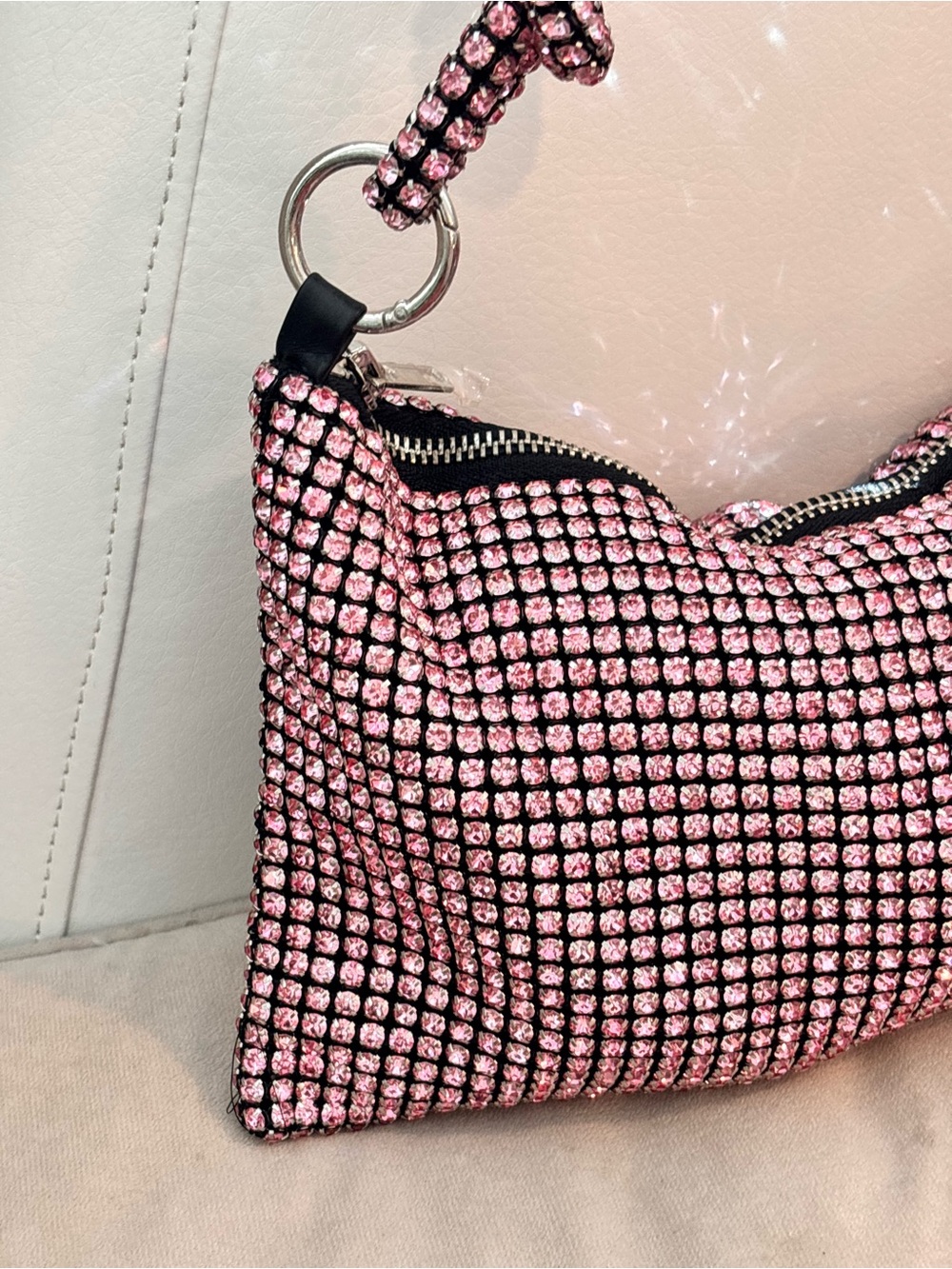 Urban Expressions Paris Evening Pink Rhinestone Shoulder Bag NWT $120+ - Picture 3 of 14